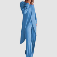 Laine™ Elegant 2-Piece Set | Longline Top and Comfortable Trousers - Light Blue