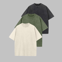 AFINA™ | Women Casual Oversized Wash Crew Neck Unisex Shirt - Black-Army Green-Beige