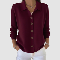 Riah™ | Soft Button-Up Knit Cardigan - Wine Red
