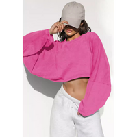 SKYE™ | Women Casual Cropped Pullover Sweatshirt - Rose Red