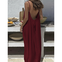 Afila™| Casual Backless Cami Summer Dress - Claret