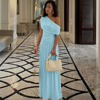 Talia™ | Elegant One Shoulder Evening Maxi Dress - Blue