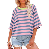 MAOSIE™ | Trendy Loose Fit Summer Crewneck Top - Purple Blue Stripes