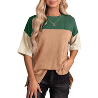 BRYNLUE™ | Casual Loose Fit Striped Summer Top - Green Orange