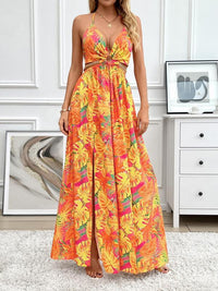 Vanina™| Radiant Floral Women Maxi Dress - Orange & Yellow Floral