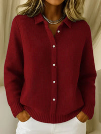 Susan | Elegant Cozy Knit Cardigan - Dark Red