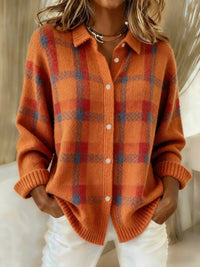 Brinovelle - Chic and Cozy Checkered Vest - Orange