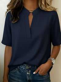 Colette | Elegant Blouse with Refined Collar - Navy Blue