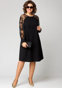 Edyth Elegant Lace Dress - Black