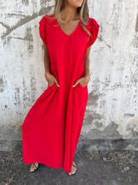 Cassandra™ | Trendy V-Neck Women Jumpsuit - Red
