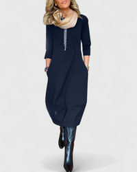 Danyshka | Elegant Midi Dress - Navy Blue