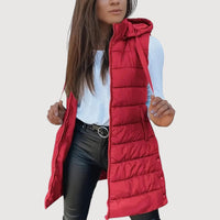 ARWENA – HOODED PUFFER VEST - Red