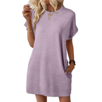 EVASHA™ – Casual Minimalist Round Neck Summer Dress - Light Purple
