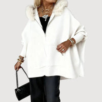 JENNA – HOODED CAPE COAT - White