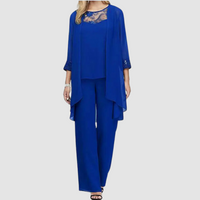 Iva™ Elegant Three-Piece Set | Coordinated Top, Jacket and Trousers - Blue