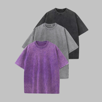 AFINA™ | Women Casual Oversized Wash Crew Neck Unisex Shirt - Black-Grey-Purple