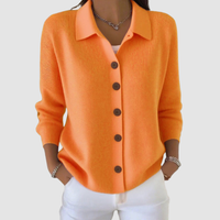 Riah™ | Soft Button-Up Knit Cardigan - Orange