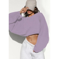 SKYE™ | Women Casual Cropped Pullover Sweatshirt - Purple