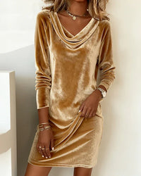 Frosina - Loose Fitting Velvet Dress - Gold