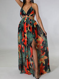 Vanina™| Radiant Floral Women Maxi Dress - Dark Floral Print