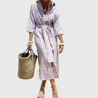 Ellen™ | Classic Striped Dress - Grey