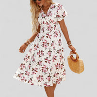Gretalise | Comfortable Summer Midi Dress - Floral Pink