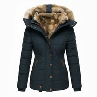 Anna | Winter Coat with Fur Lining - Bleu
