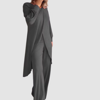 Laine™ Elegant 2-Piece Set | Longline Top and Comfortable Trousers - Grey