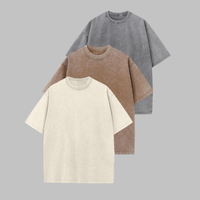 AFINA™ | Women Casual Oversized Wash Crew Neck Unisex Shirt - Grey-Khaki-Beige