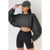 SKYE™ | Women Casual Cropped Pullover Sweatshirt - Dark Grey