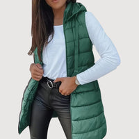 ARWENA – HOODED PUFFER VEST - Green