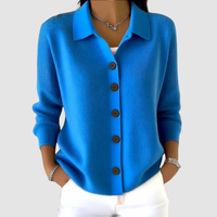 Riah™ | Soft Button-Up Knit Cardigan - Blue