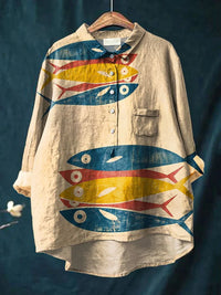 DARA™ - Fish Art Shirt - Beige