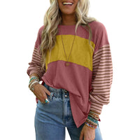 PERPETUA™ - Casual Long-Sleeve Oversized Crew Neck Top - Claret
