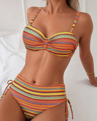 Rose™ | Two-Piece Swimsuit with Striped Print - Orange