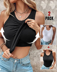 DASHA™ | Comfort Built-In Bra Tank Top (Pack of 2) - Black + White