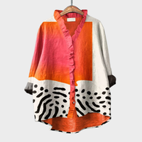 Sylvia | Elegant Linen Summer Blouse - Multicolour
