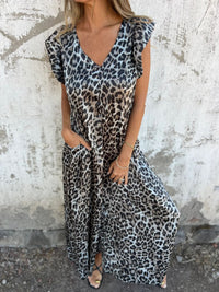 Cassandra™ | Trendy V-Neck Women Jumpsuit - Leopard Grey