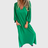Carol™ - Long Boho Dress with Pockets - Green