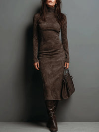 Mildred™ | Elegant Suede Women Maxi Dress - Chocolate Brown