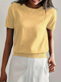 CIELA™ – Lightweight Short Sleeve Crewneck Pullover Top - Yellow