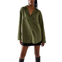NALINAE™ – Chic V-Neck  Denim Tunic Top - Army Green