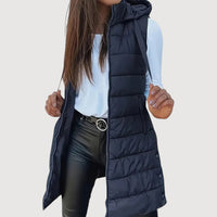 ARWENA – HOODED PUFFER VEST - Navy Blue