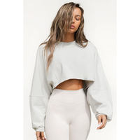 SKYE™ | Women Casual Cropped Pullover Sweatshirt - White