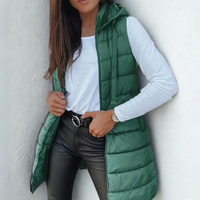 RAIN™ - Casual Sleeveless Hood Long Puffer Vest - Green