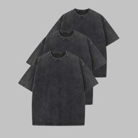 AFINA™ | Women Casual Oversized Wash Crew Neck Unisex Shirt - Black-Black-Black