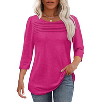 TESSARA™ – Casual Pleated Front Spring Top - Peach Red