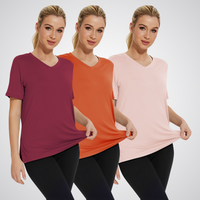 SELENA™ | Casual Loose Fit Tee Pack of 3 - Wine Red/ Dust Red/ Apricot