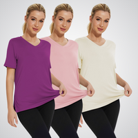 SELENA™ | Casual Loose Fit Tee Pack of 3 - Vintage Violet/ Pink/ Off-White