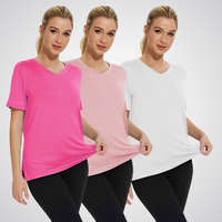 SELENA™ - Casual Loose Fit Tee (Pack of 3) - Pink/ Pink/ White